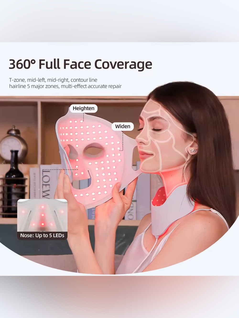 LED Light Therapy Face Mask & Eye Mask - White - Picture 3 of 7